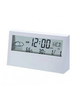  G-21585W Transparent Digital Alarm Clock tempurature calender Silent Smart Weather Electronic Desktop Clock white